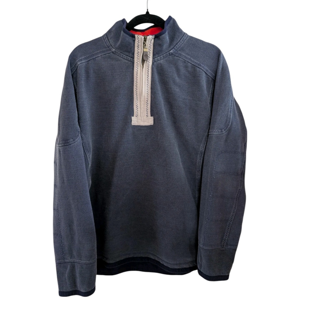 Orvis Fly Fishing Quarter Zip Pullover Sweatshirt Blue Gray Outdoor Size Large